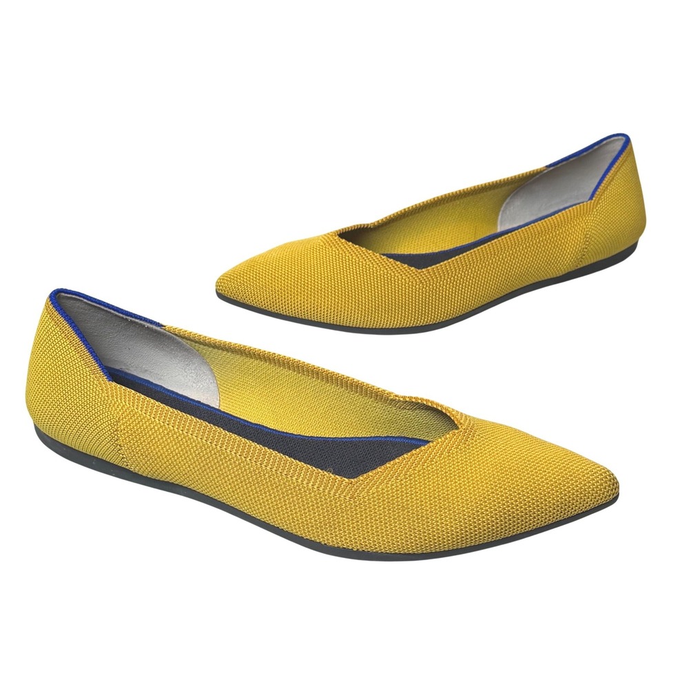 Rothys The Point Ballet Flats Womens 9.5 Marigold Yellow Knit Comfort Slip On